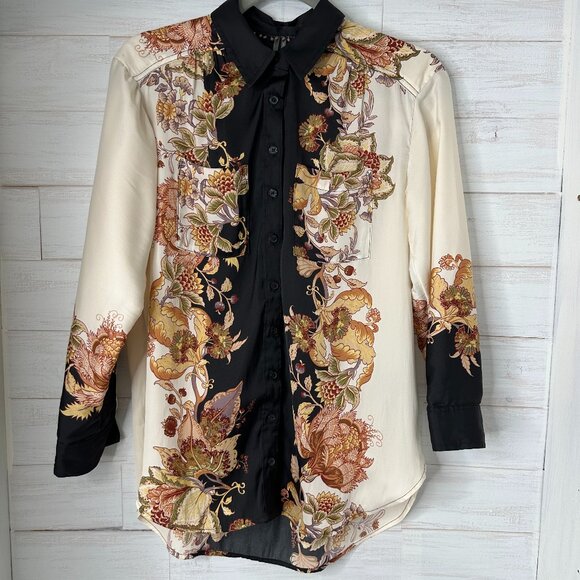 Anthropologie Womens The Brielle Relaxed Buttondown Blouse Floral Size XS - Picture 2 of 11